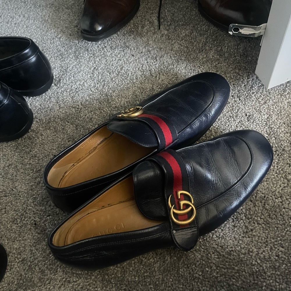 Navy blue Gucci loafers